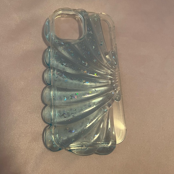 Sea shell iPhone 13 case light blue clear glitter - Picture 2 of 8